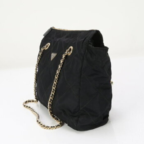 Prada Tessuto nylon quilted stitched chain tote bag black M - Picture 3 of 12